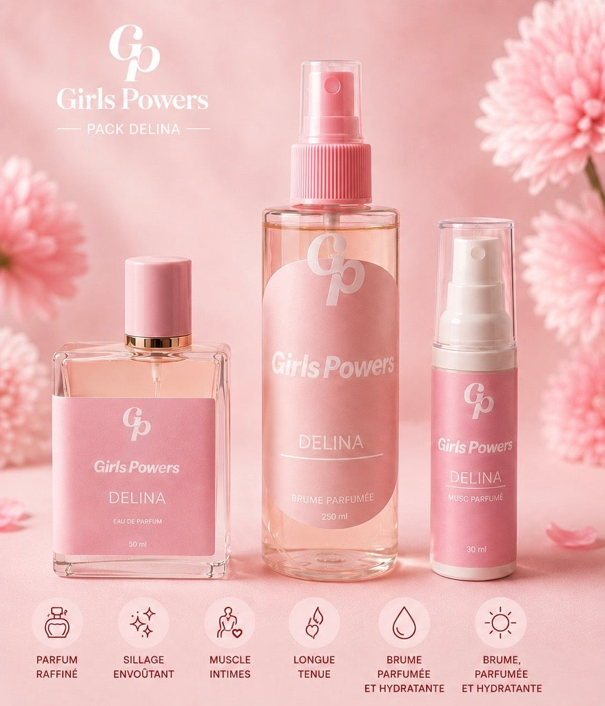 PACK DELINA Musc 30ml Brumes 250ml , Parfum 50ml
